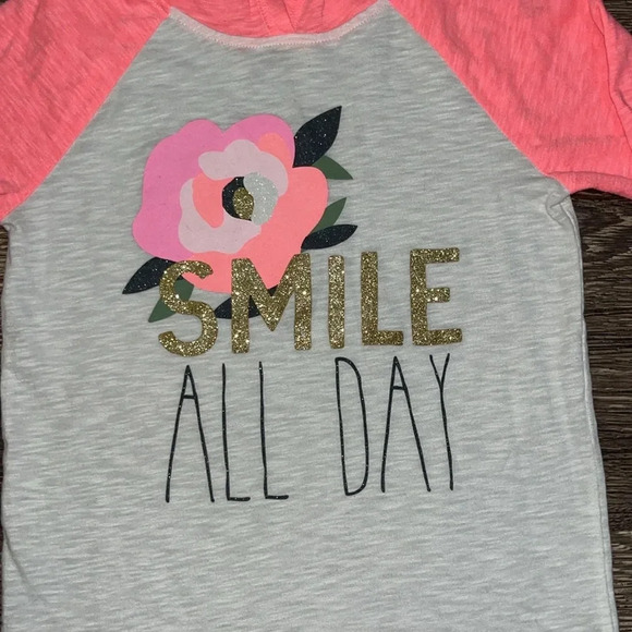 Oshkosh B'gosh size 8 peach and sparkly long-sleeve top - Picture 2 of 4